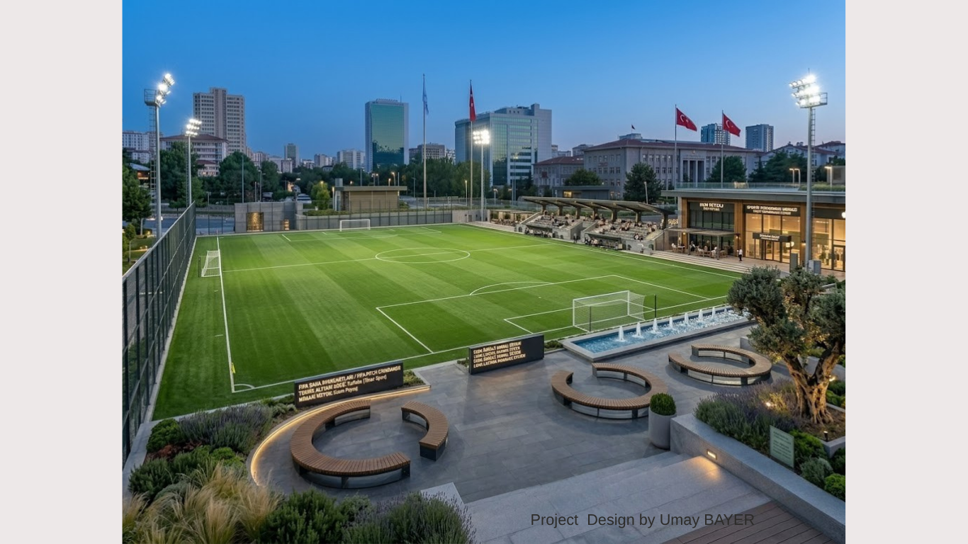 FIFA standartlarında sentetik çim futbol sahası ve tribün projesi