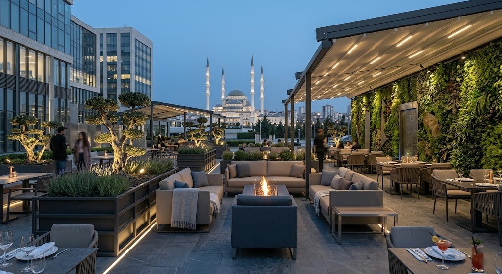 Restoran kafe teras peyzajı Ankara - Mimar Umay Bayer